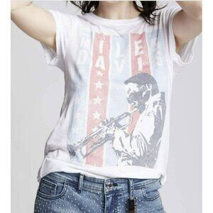 Recycled Karma Miles Davis Graphic Burnout T Shirt Top NEW Large